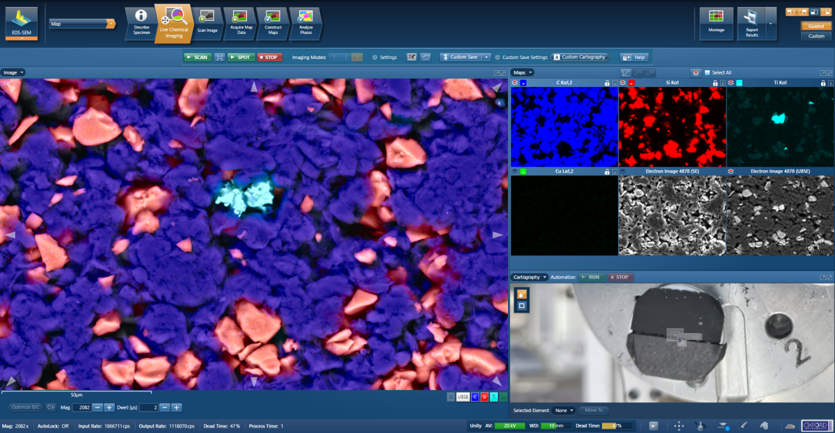 Contamination found in battery anode sample using BEX imaging