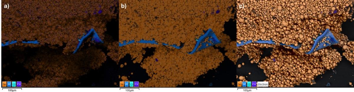 Images comparing EDS and BEX from a battery sample