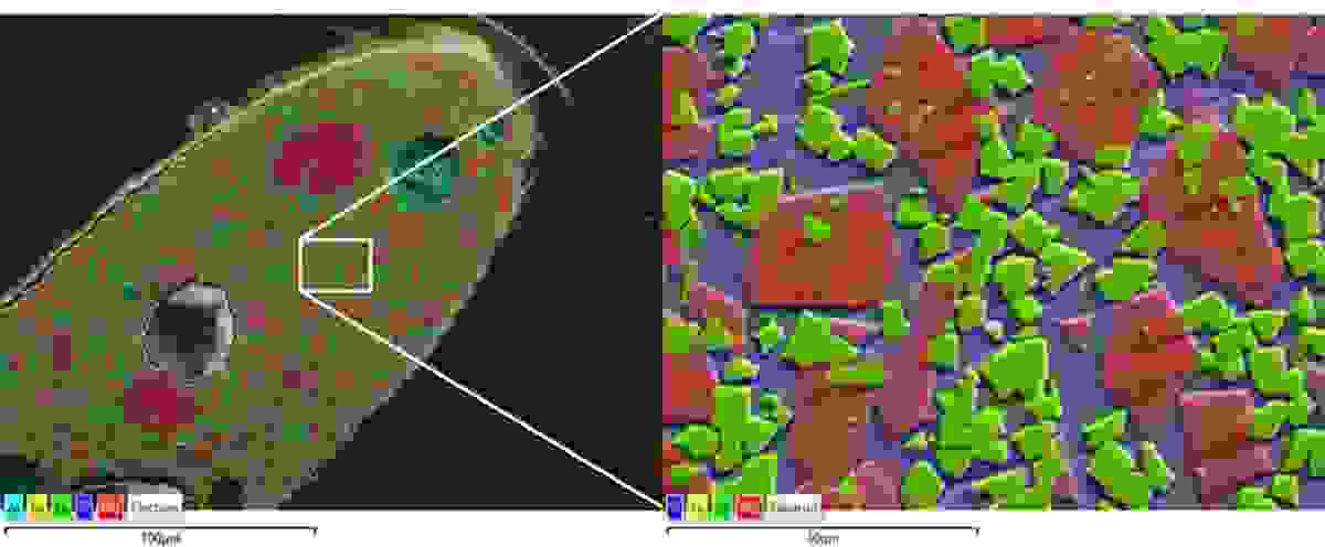 Image showing EDS of the fusion crust at (left) 20kV and (right) 5kV