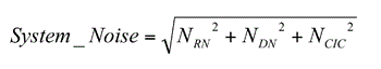 The various sources of noise may be added in quadrature to give the overall system or camera noise