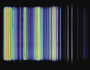 Fig. 3: Line spectrum of the emission of a gas-discharge XUV source measured by the Andor DX440-BN CCD camera