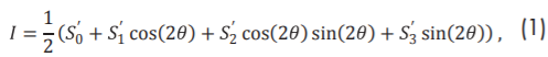 Calculating the transmission function of the two optical components from their corresponding Müller matrices leads to an equation