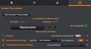 Fusion's Deconvolution module in the Image Processing Tab