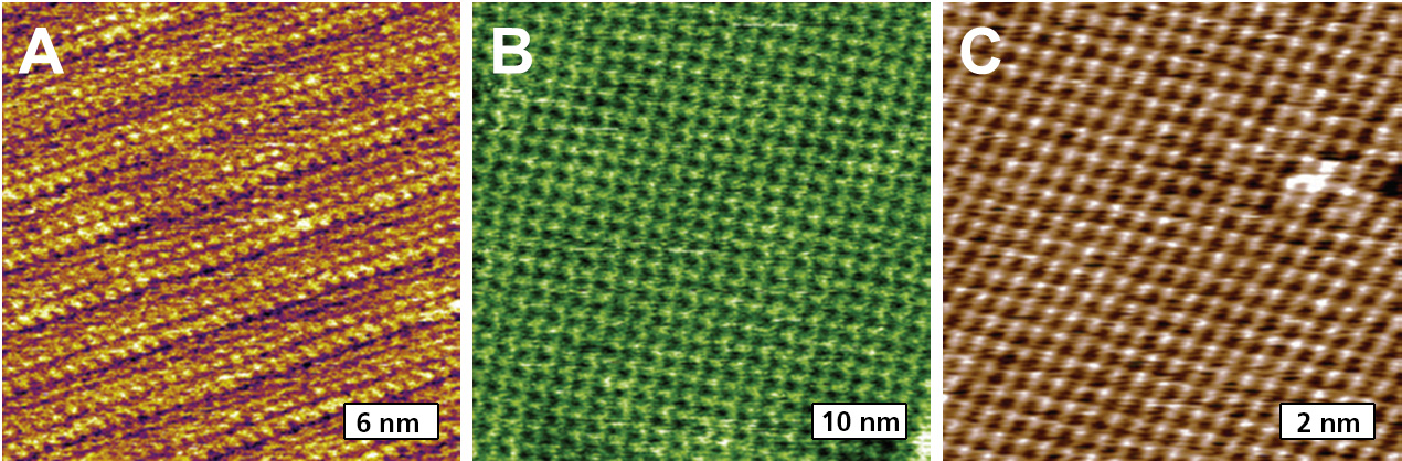 Previous AFM imaging of 2D molecular lattices