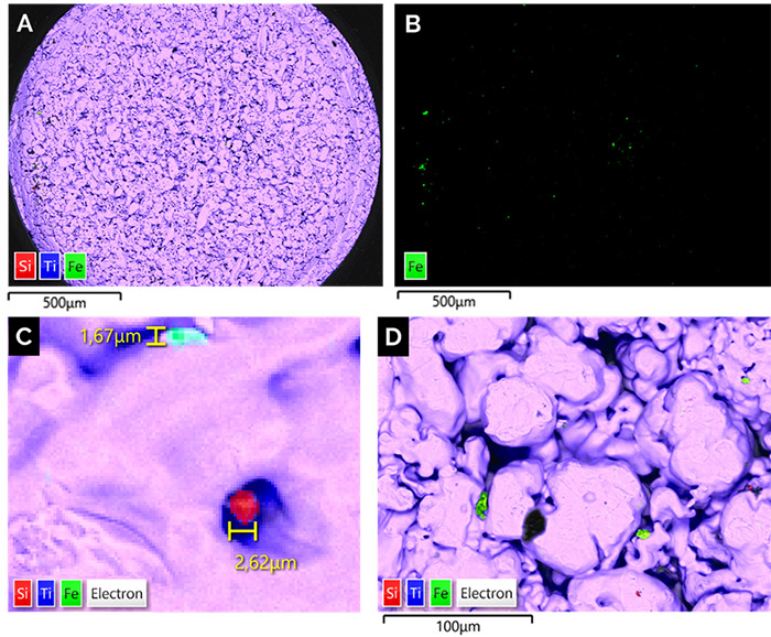 BEX analysis of particulate contamination retained within an in-line filter.
