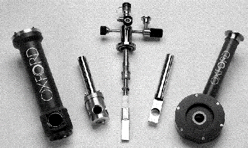 The interchangeable tails of the OptistatCF-V and MicrostatHe cryostats