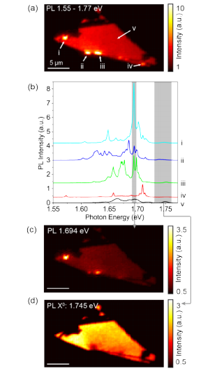 Figure 1. Photoluminescence mapping of a WSe2 monolayer with localized emission centers.