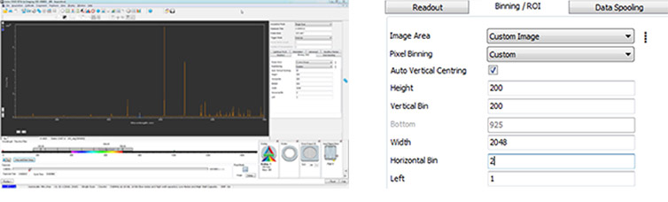 Andor Solis asymmetric (Spectroscopy) binning user interface