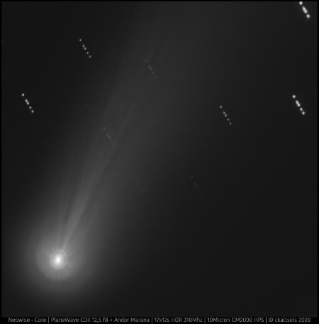 Comet Neowise shown by implementing 12 second exposure times