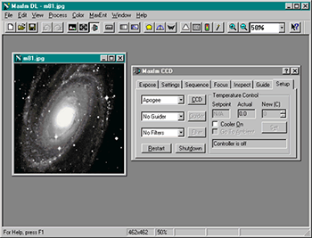 Apogee Imaging Systems CCD cameras may be controlled by MaxIm DL CCD camera-control software by Diffraction Limited