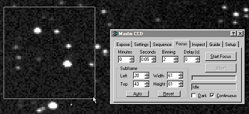 The Focus tab holds the parameters for focus mode, which are independent of the Settings tab parameters