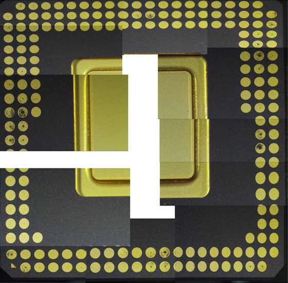 Fig 7b. Electron image from the same area as highlighted on the optical image