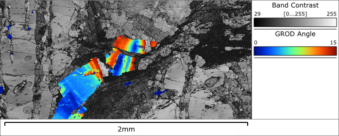 Rose diagram showing preferred orientation of sillimanite grain long-axes