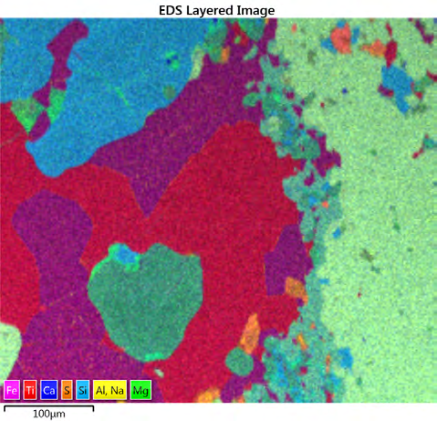 AutoPhaseMap results: Phase 7 FeCSO iron sulfide, Phase 8 SiMgFeO orthopyroxene, Phase 9 CFeO altered iron sulfide - phase images and spectra