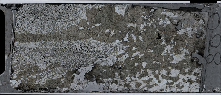 Fig 5a. Optical image of a geological sample in plain polarised light, primarily showing mineral distributions