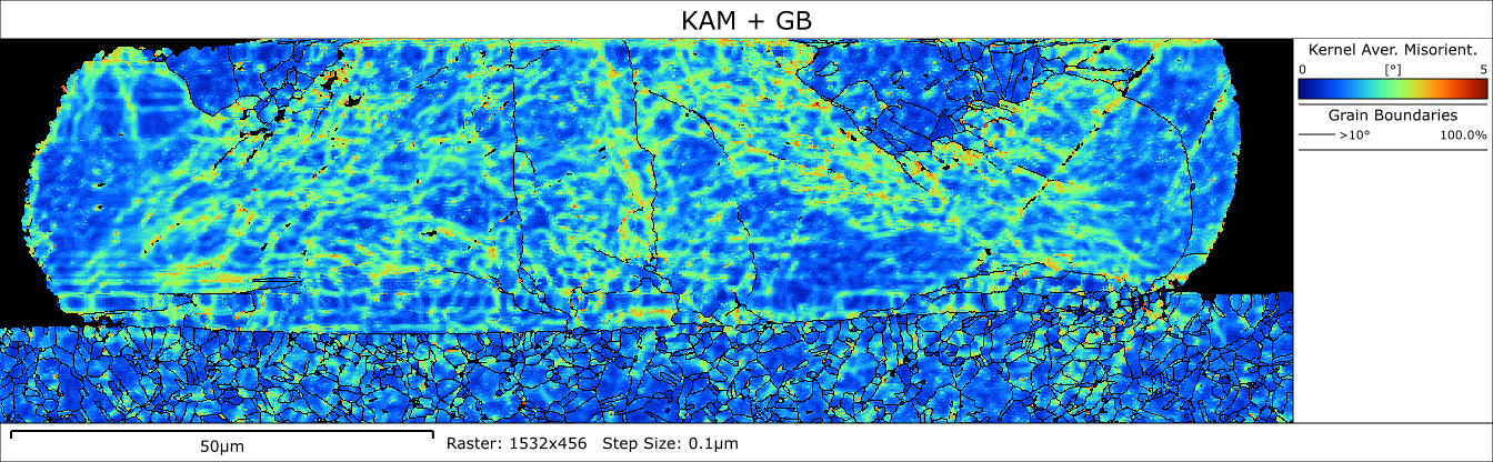 Backscattered electron image of a Cu-Si bond. Scale bar marks 10 µm.