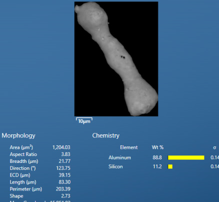 Fig. 6b – Field mapped and processed with FeaturePhase revealing one contaminant particle