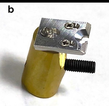STEM image of the GaN transistor sample (a) and TKD sample holder (b)