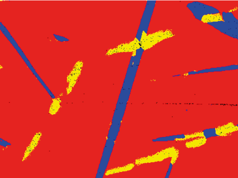Fig. 2a - Phase map without TruPhase showing difficulty distinguishing Magnetite and Hercynite