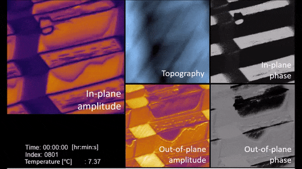 Video of PFM and topography imaging versus temperature