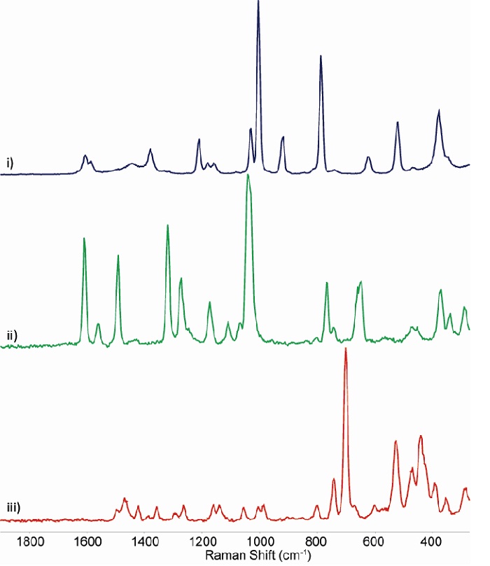 Sample Raman spectra taken in the NIR with a CW Nd-YAG laser at 1064 nm and the iDus InGaAs on a range of different organic and inorganic solid materials