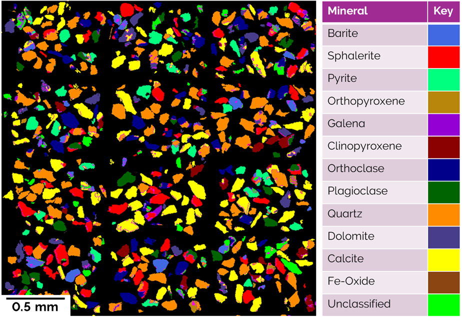 Screenshot of mineral map subsection captured from the ‘review’ stage of AztecMineral
