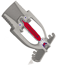 Cross section through a sprinkler nozzle