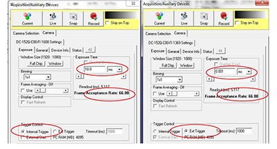 Setting up ‘master’ and ‘slave’ configuration in Solis and iQ for simultaneous imaging using two Neo sCMOS cameras